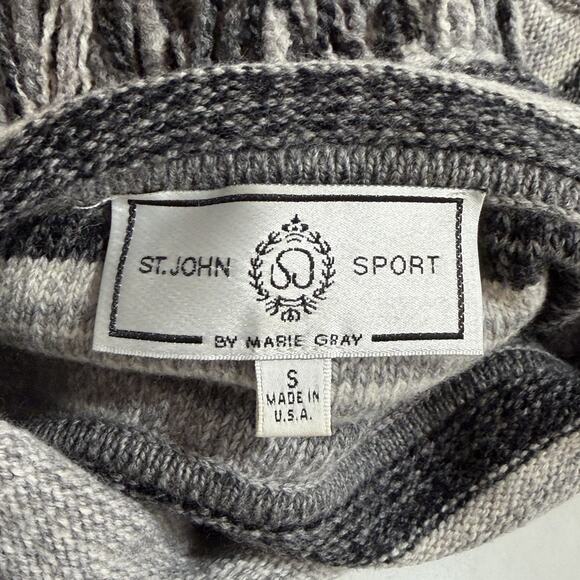 St John Sport Sweater Womens Stripe Fringe Ombre Gray Size Small Old Money Lux - Picture 3 of 8